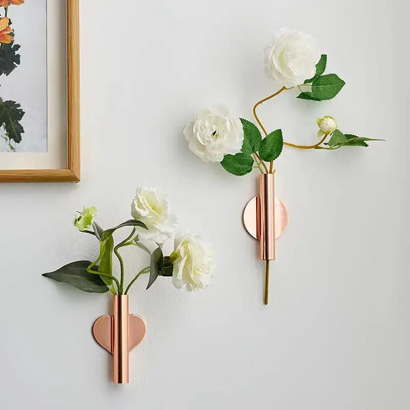 bouquet mural moderne noir fleurs artificielles adhésif métal doré rose doré simple geometrique