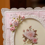 cadre photo vintage shabby chic floral relief romantique décoration dentelle effet vieilli 5x7 pouces