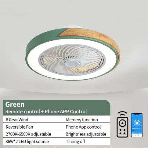 ventilateur led télécommande vitesses moderne blanc gris noir vert rose bleu