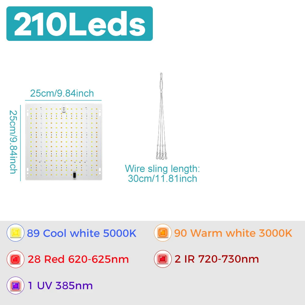 lampe croissance led plante full spectrum blanc jaune rouge infrarouge ultraviolette moderne grille cables
