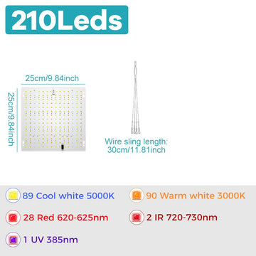 lampe croissance led plante full spectrum blanc jaune rouge infrarouge ultraviolette moderne grille cables