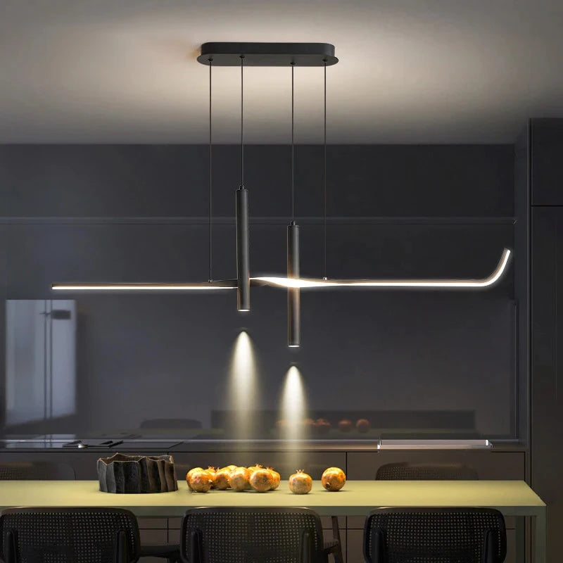 suspension lumineuse moderne pendentif led noir blanc contemporain 120cm 90260v