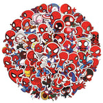 sticker spider man marvel superhero dessin animé captain america deadpool rouge noir bleu blanc