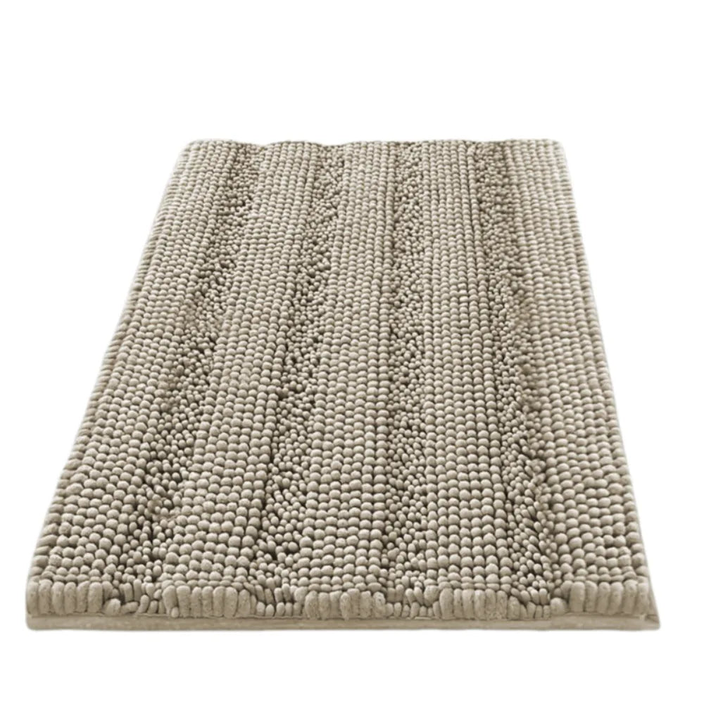 tapis bain antidérapant moderne tissu boules relief beige vert clair gris