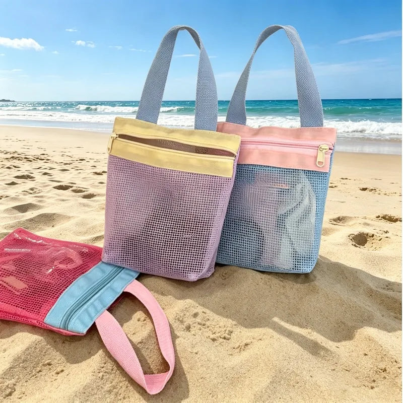 sac filet nylon réutilisable couleurs rose bleu violet utilisations multiples translucide décontracté mignon voyage