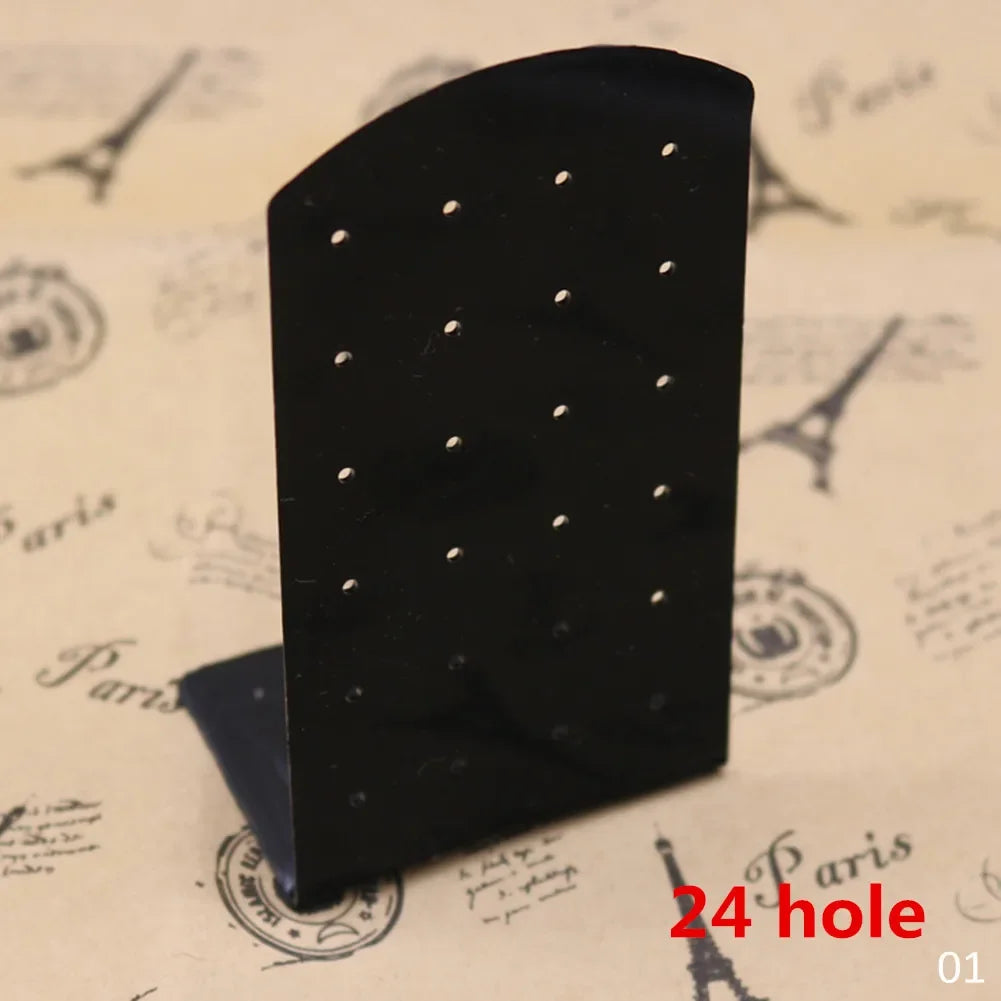 organisateur bijoux noir moderne porte boucles oreilles clips transparent 19x12.5 cm