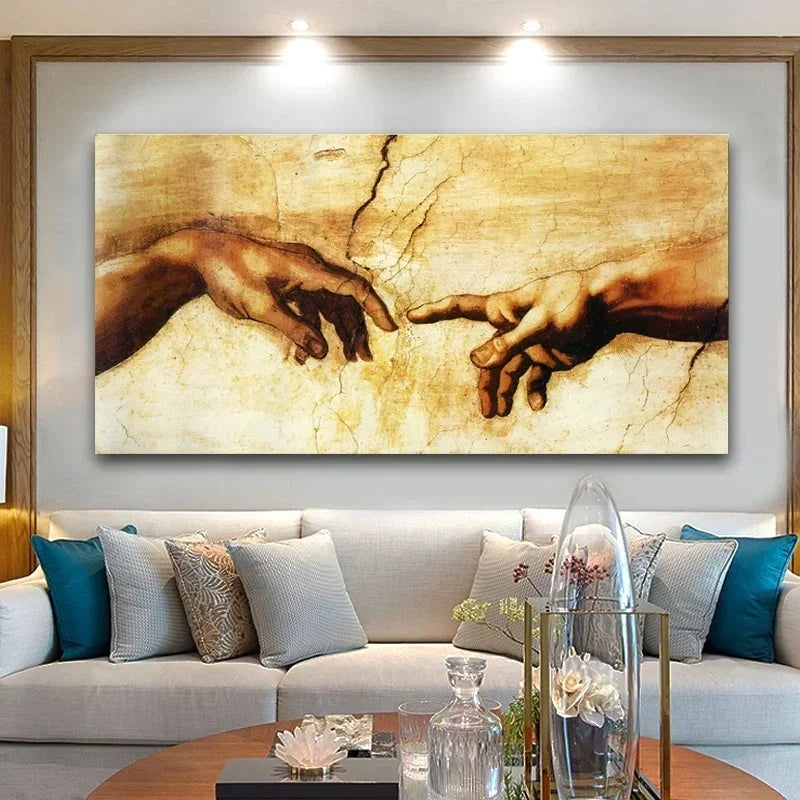 tableau impression toile main touchant classique moderne noir blanc 20x40cm 30x60cm 40x80cm 50x100cm