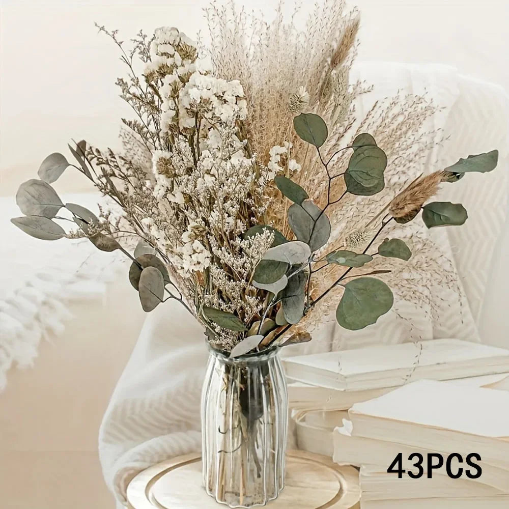 bouquet fleurs séchées naturel plumes pampa beige rustique décoration intérieure anniversaire baby shower mariage