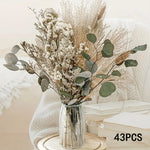 bouquet fleurs séchées naturel plumes pampa beige rustique décoration intérieure anniversaire baby shower mariage