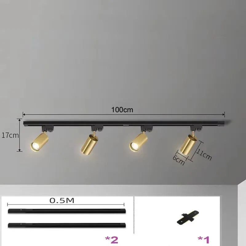 Spot LED moderne or noir conique montage surface deux sources lumineuses