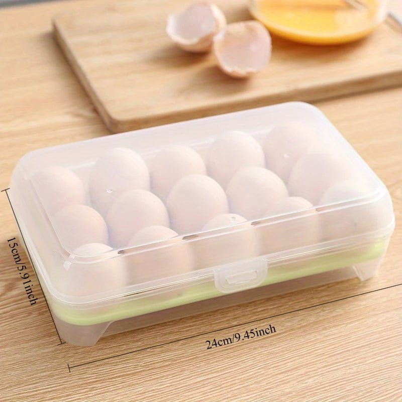 boîte œufs transparente pratique moderne 15 grilles clips poignées bleu clair rose clair plastique