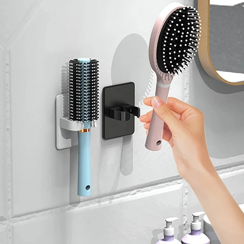 support mural adhésif multiple brosse cheveux peigne moderne salle bain douche cuisine pois noirs