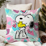 housse coussin carrée snoopy woodstock rouge jaune décorative canapé lit salon maison
