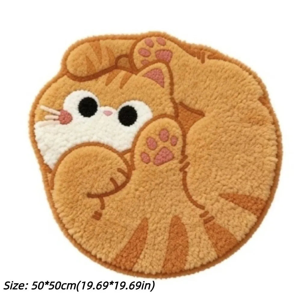 tapis rond orange chaton doux cartoon antidérapant sans bpa sans pvc peluche 50cm maison