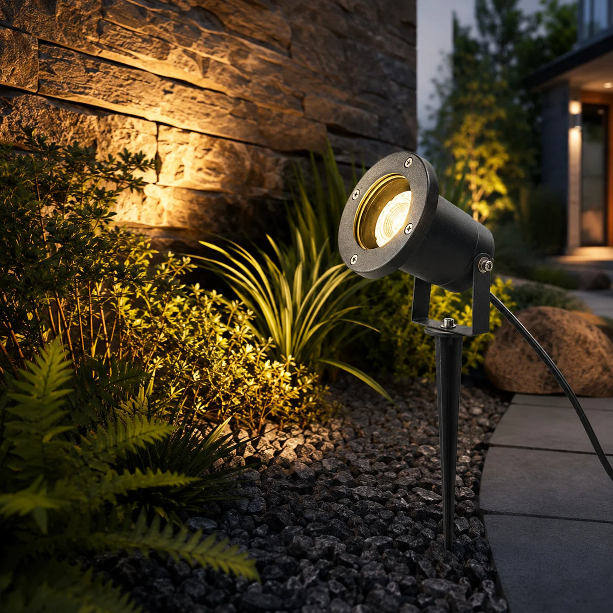 spot jardin extérieur moderne épingle sol verre trempé ip65 led 3000k 4000k 6000k 7w