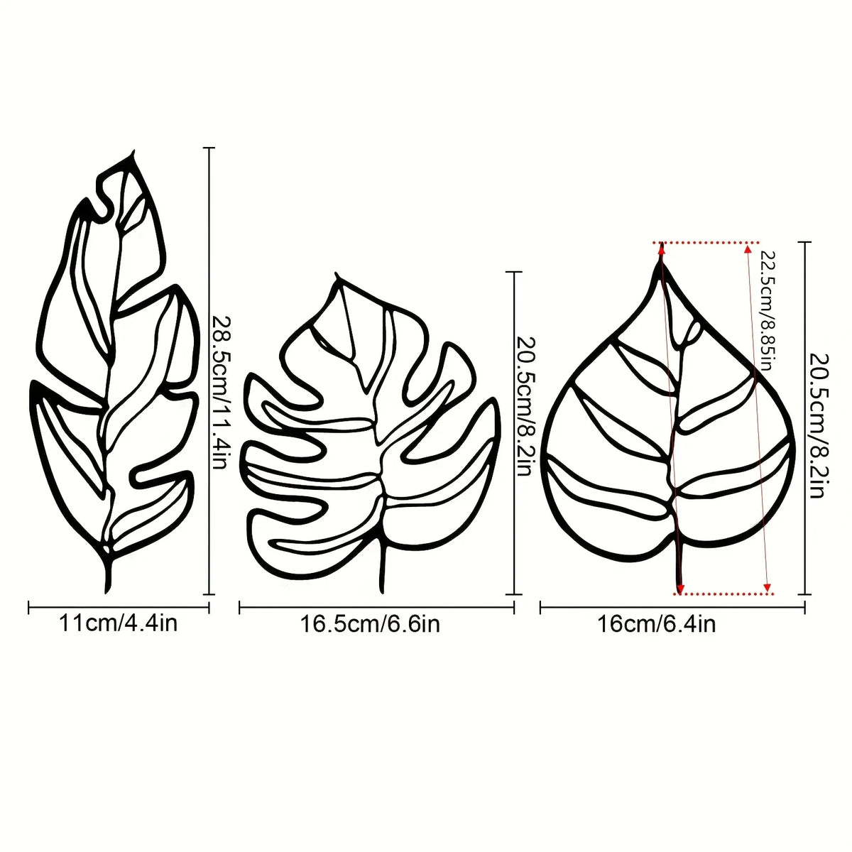 décoration murale feuilles métal noir minimaliste trois pièces moderne