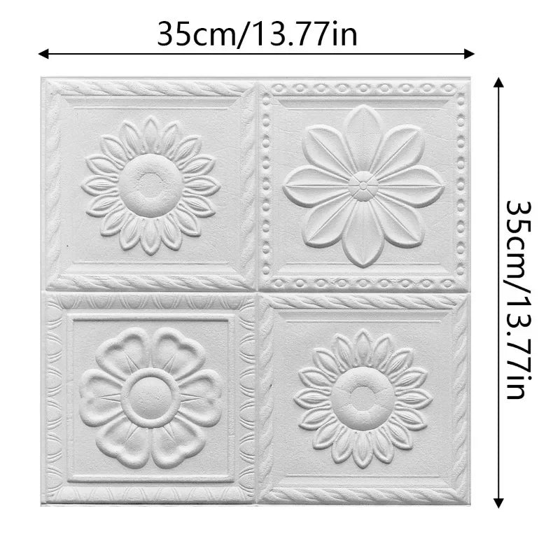 panneau mural décoratif fleurs sculptées adhésif double face anti statique absorption son résistant moisissure
