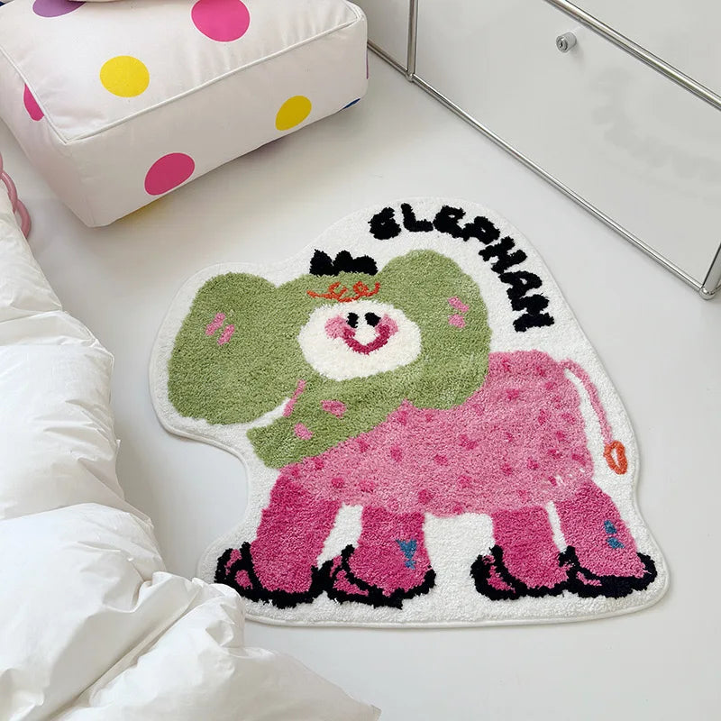 tapis créatif dessin animé feuilles monstera animaux adhésif imperméable antidérapant intérieur enfant polyester PVC