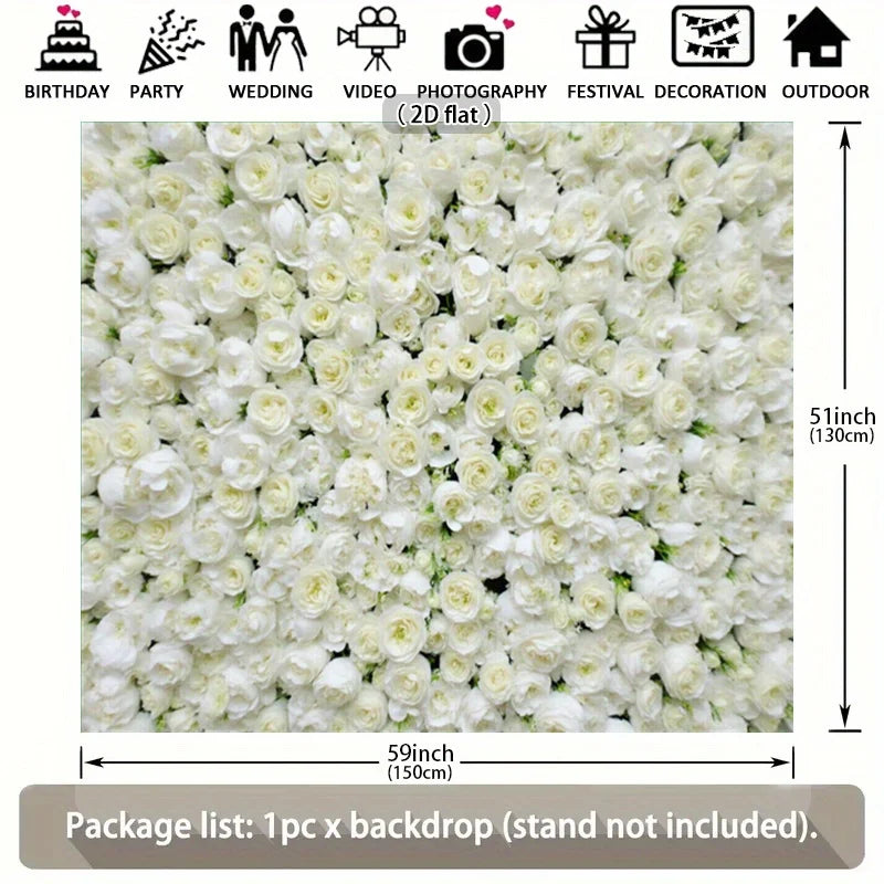 fond photo blanc fleurs 2d opaque décoration événement anniversaire mariage noëlnaissance