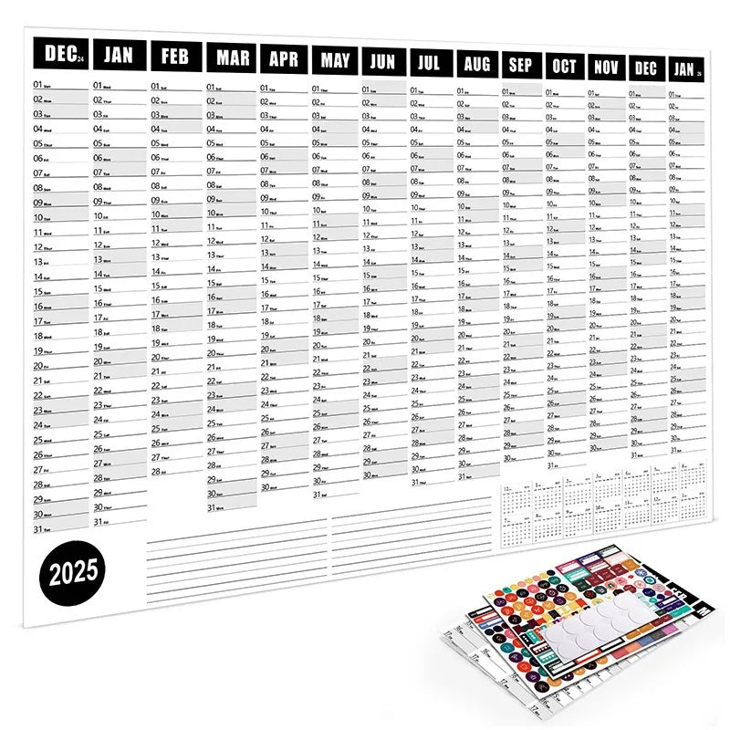 calendrier mural 2026 couleur motif cercle moderne adhésif marqueurs autocollants kawaii fonctionnel transparent opaque