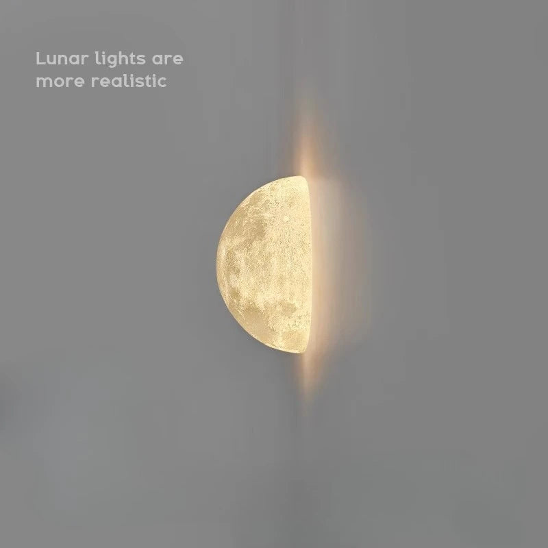 lampe murale lune moderne blanc doré relief adhésif facile led éclairage quotidien