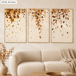tableau moderne feuilles d'automne toile sans cadre beige marron doré nature morte pièces décoration
