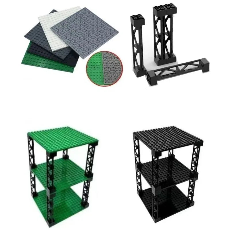 plateaux construction supports structure noir blanc vert gris clips modernes