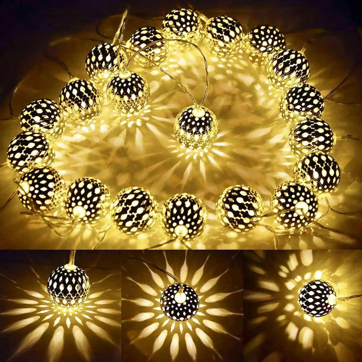guirlande lumineuse or ajourée moderne 150cm 3v auto batterie fêtes mariage