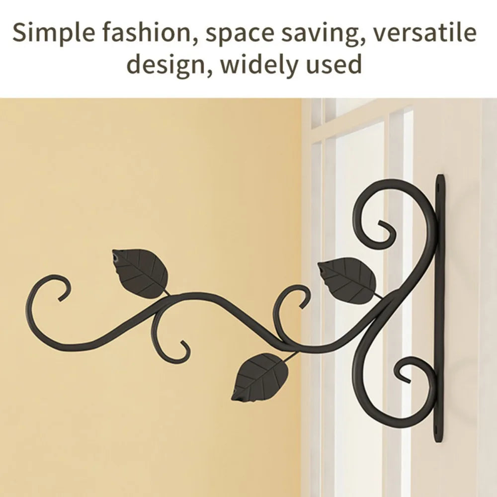 support mural suspension feuilles stylisées artisanal vis noires vis vertes vintage noir rustic