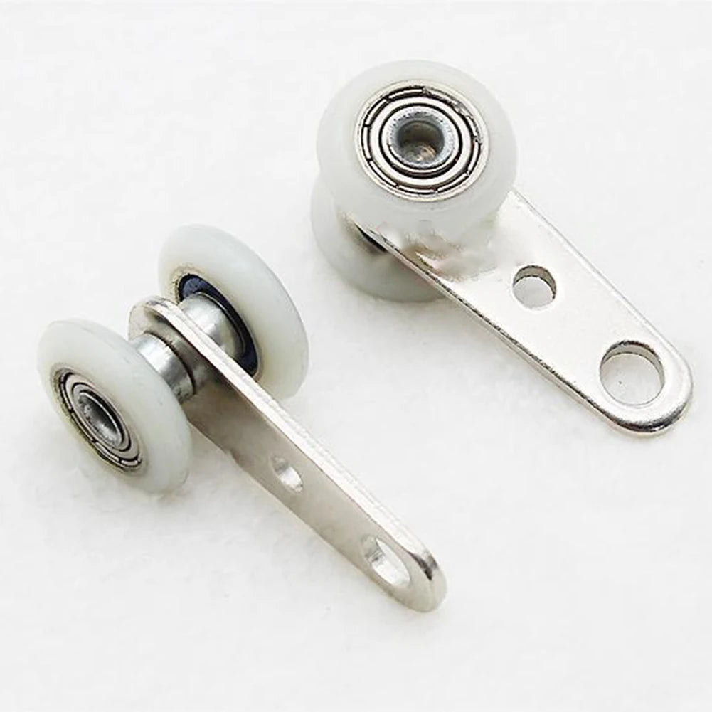 roulette porte coulissante moderne fixe roues caoutchouc lisses argentées blancs fonctionnel