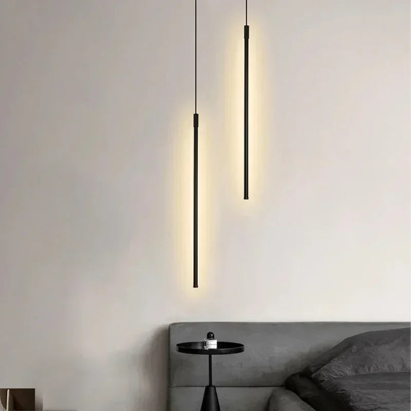 lampe suspension moderne noire rectangulaire minimaliste luminaire salon chambre métal aluminium intérieur