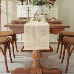 tablecloth beige broderie polyester coton table decoration rustic spring summer autumn