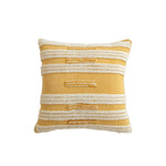 coussin décoratif moderne motif géométrique jaune gris beige texture bouclée canapé salon