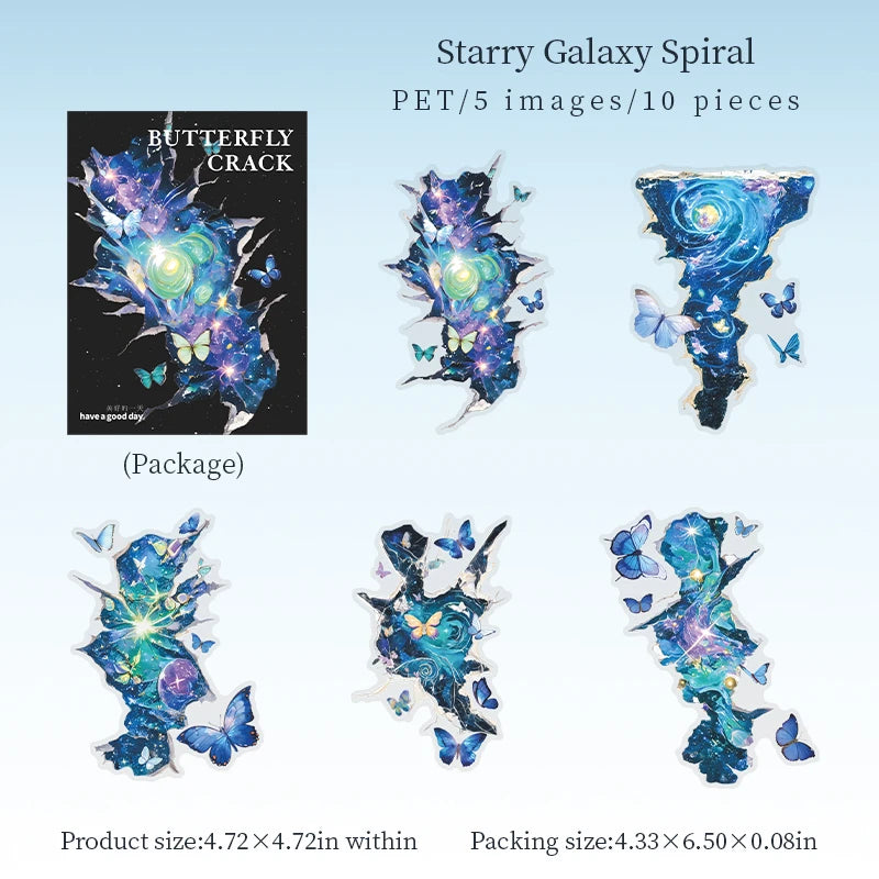 autocollants muraux abstraits papillons fleurs galaxie modernes bleus violets dorés noirs