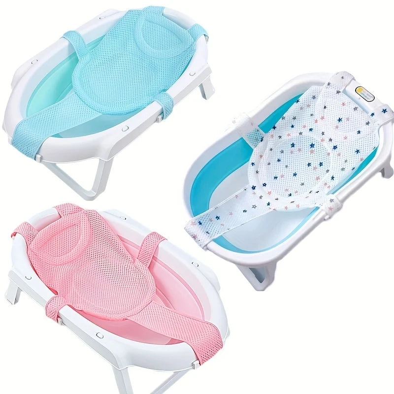 siège bain bébé bleu rose maille fine clips ajustable flottant baignoire sécurité moderne pratique