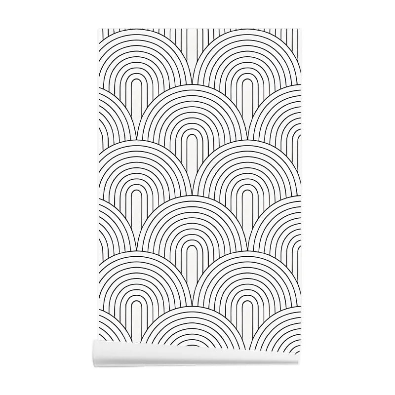 papier peint auto adhésif mur noir blanc motif géométrique moderne 3d opaquet 6mètres