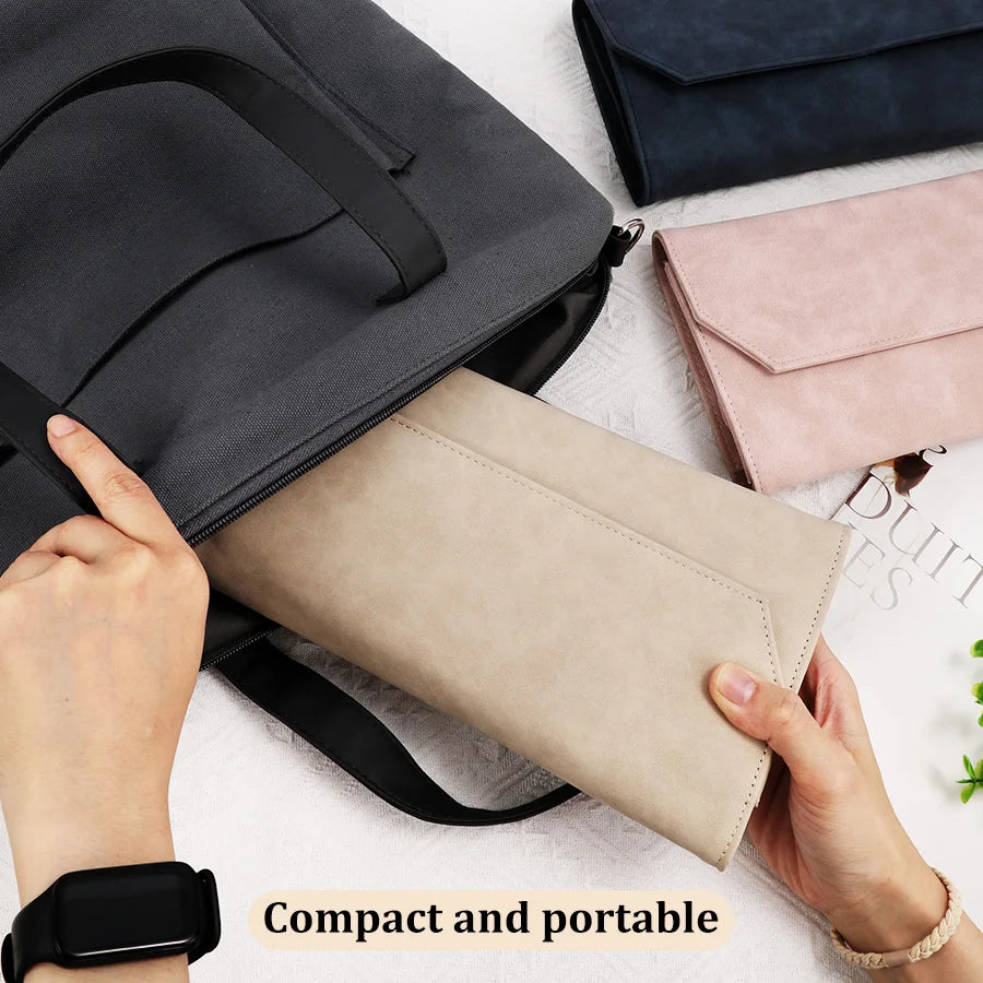 organisateur aiguilles circulaires sac rangement outils tricot broderie rose khaki bleu marine daim vieilli