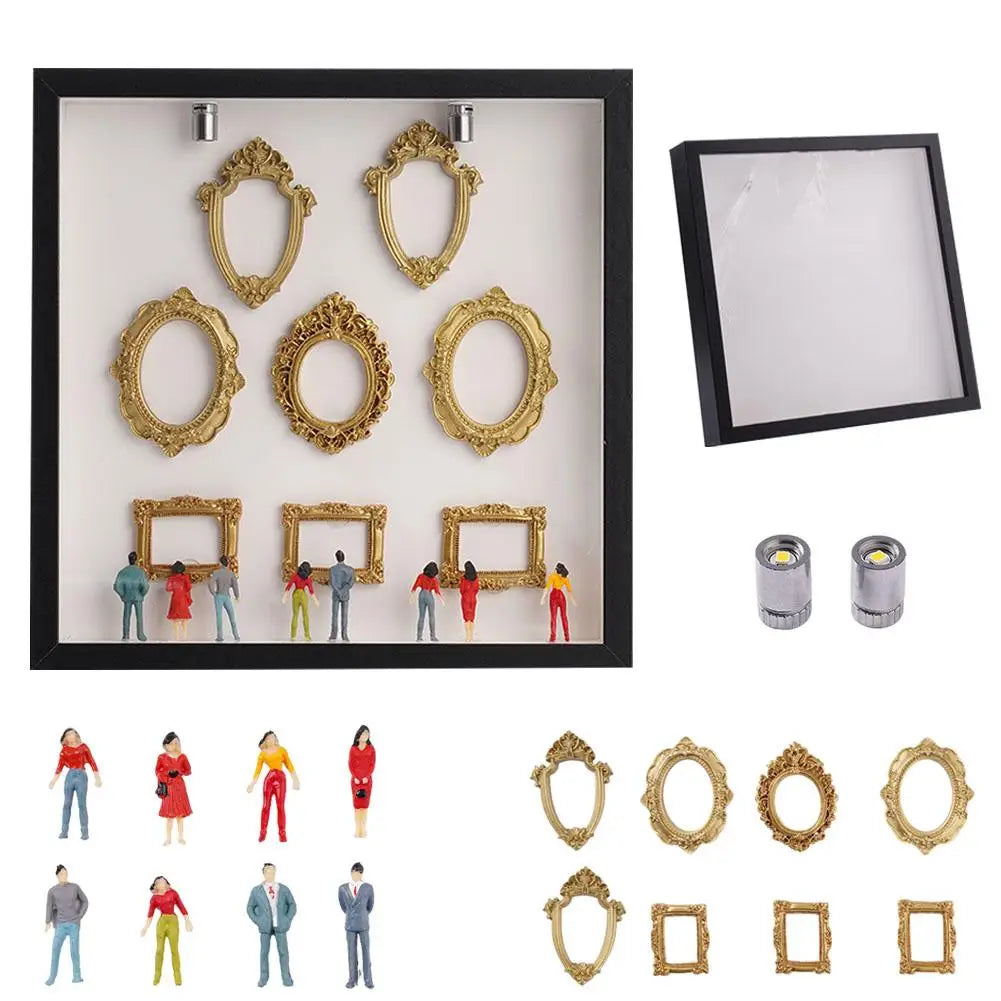 boîte silhouettes diy blanc doré cadres transparents figurines miniatures vintage artisanal