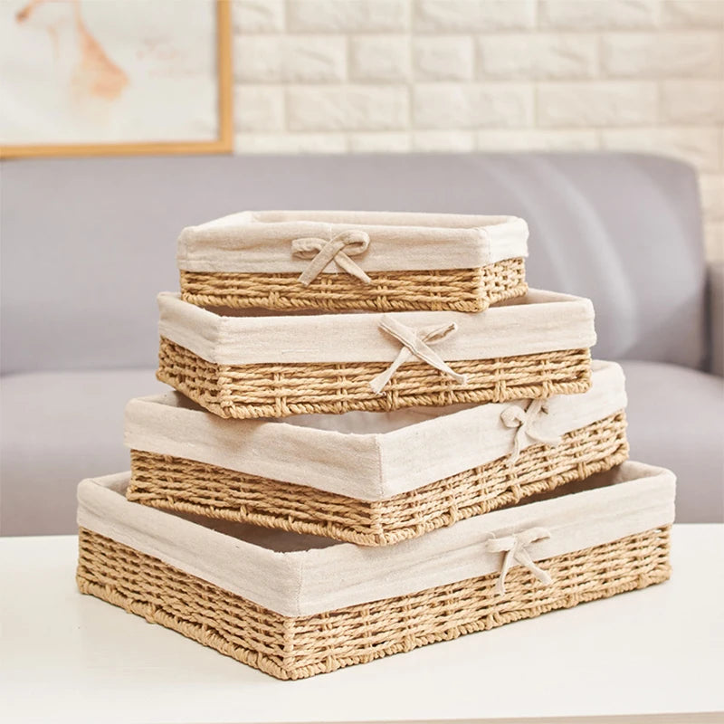 paniers rangement tissus corde tressée boho chic naturel beige écologique rustique