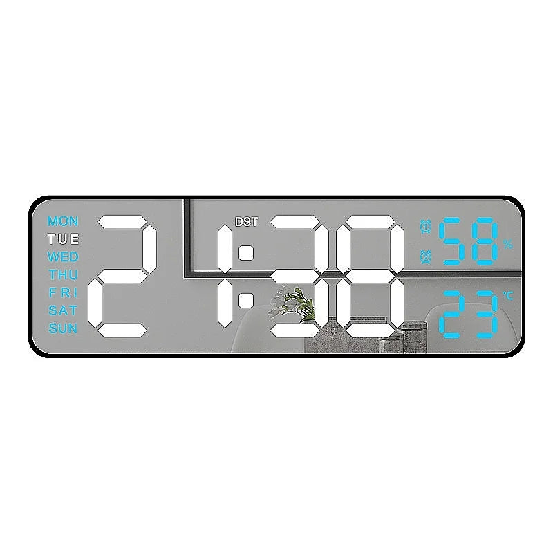 horloge numérique murale moderne écran led noir vert bleu blanc