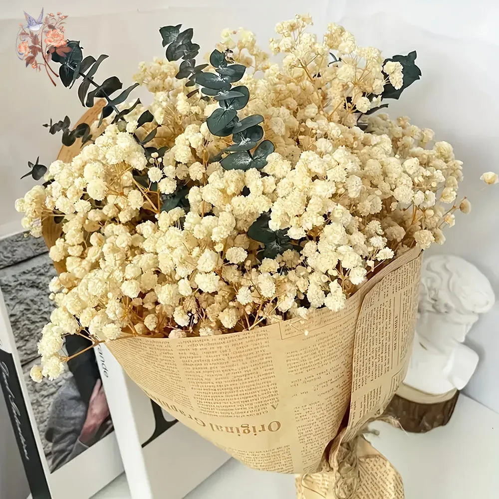 bouquets fleurs séchées blanc vert décoration maison anniversaire baby shower rustic naturel