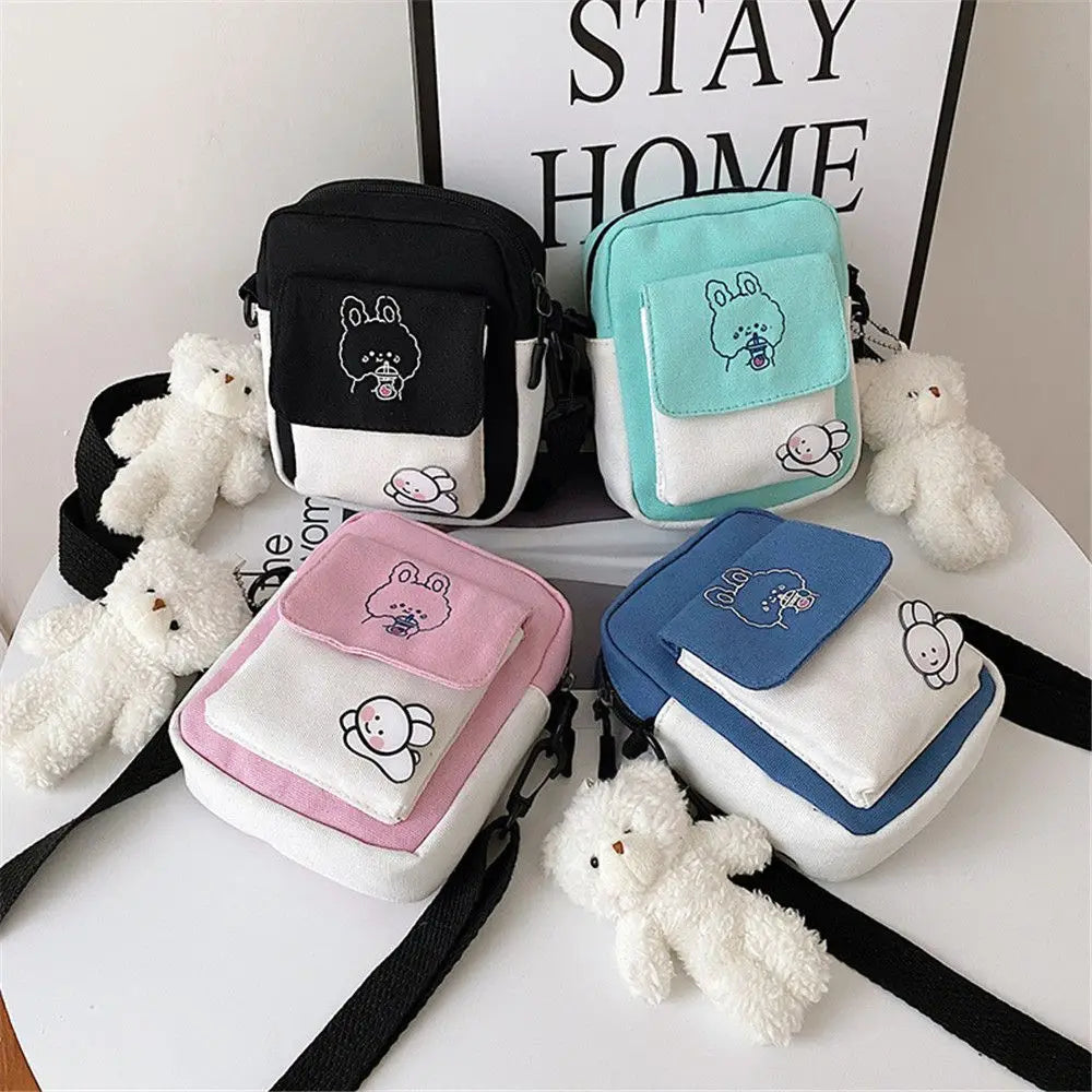 sac bandoulière patchwork imprimé animaux mignons noir bleu rose vert moderne polyvalent broderie toile