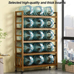 présentoir vertical étagère fleurs mobile bois naturel lattes horizontales moderne 10 niveaux roulettes balconintérieur