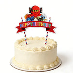 décoration gâteau anniversaire ninja happy birthday banderole clips couleurs vives enfants fête