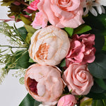 guirlande florale artificielle romantique rose pivoine feuilles vertes intérieur décoration maison anniversaire mariage