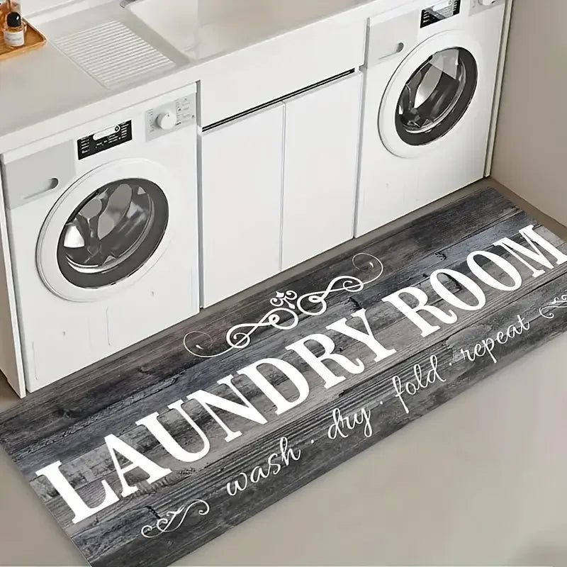 tapis antidérapant gris effet bois rustique entrée sol cuisine bain décoration champêtre