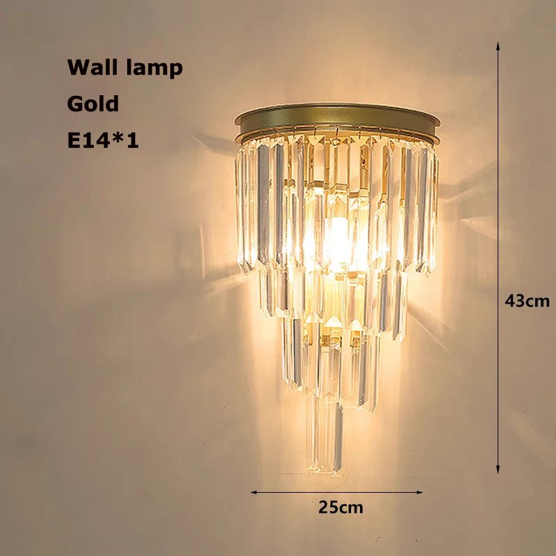 lustre moderne élégant doré transparent prismes géométriques câble led chambre salle mangerhôtel