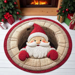 tapis rond noël père noël train pingouins guirlande rouge décoration chambre vinyle sans bpa
