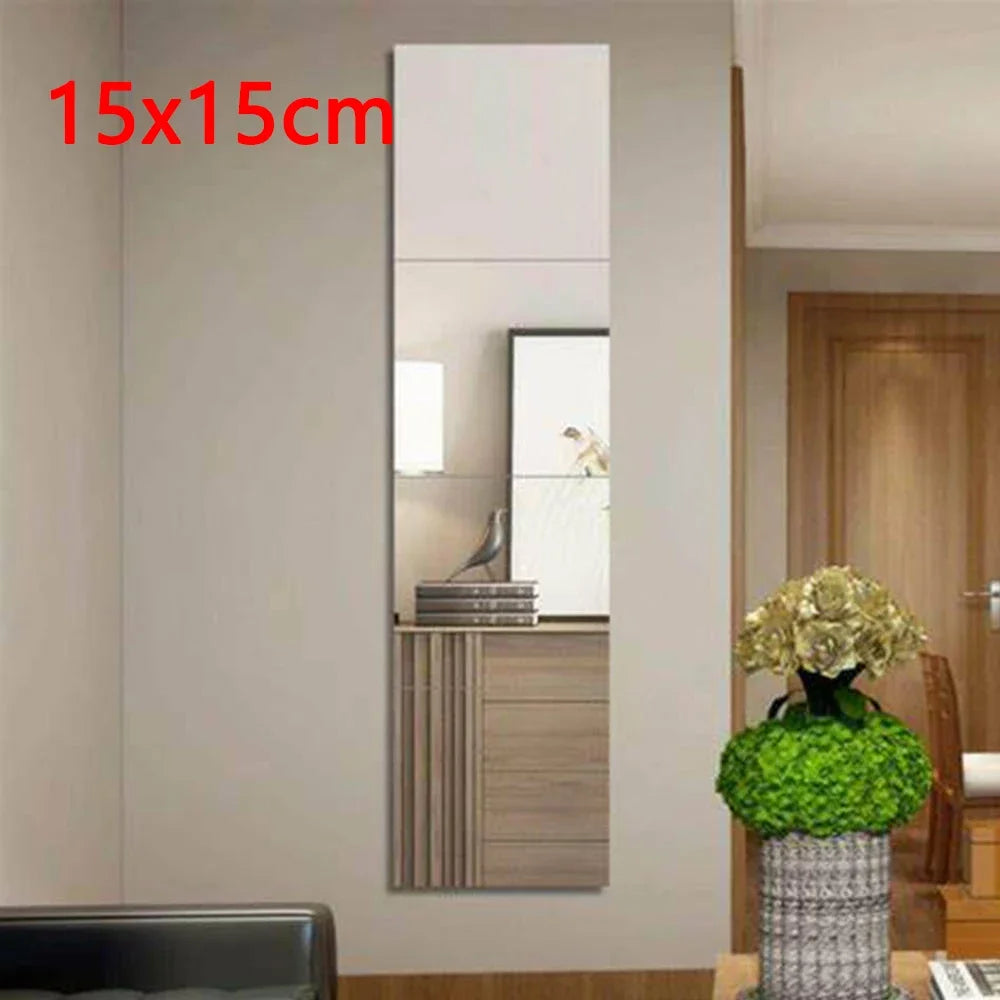 miroir mural adhésif carré acrylique moderne argenté noir décoration salon chambre maison