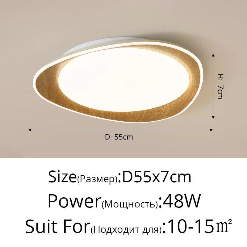 plafonnier led bois moderne blanc texture naturelle éclairage chambre salon autonomie tactile